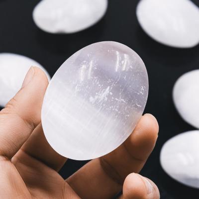 China Wholesale Europe Natural Quartz Crystal People Open Gemstone Healing Polish Selenite Stone Palm Crystal Stone for sale