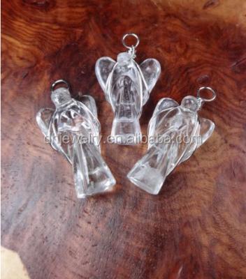 China China Quartz Necklace Cut Crystal Angel Charm Wire Wrapped Pendant for sale