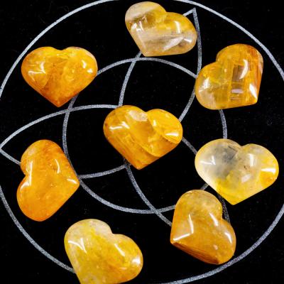 China China Wholesale High Quality Natural Hand Carved Gold Healer Hearts Shaped Stone Crystal Heart For Valentine's Day Gifts for sale