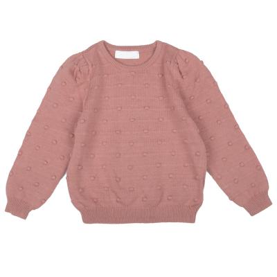 China OEM Style Warm Wholesale Cute Pink Cotton Knitted Sweater Warm Sweater For Girls Kids for sale