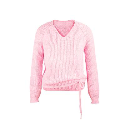 China Factory Wholesale Women Breathable Knit Spring / Summer High Quality V-Neck Knitted Sweater for sale