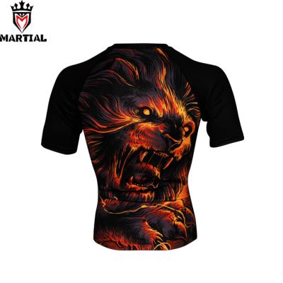 China Wholesale Black Short Compression Shirt Spandex/Polyester Sublimation Sleeve Spandex Man Rash Guard for sale