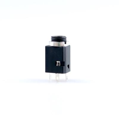 China PJ341 Vertical Metal Plug 3 Pin Stereo With Threaded Copper 3.5MM Audio Plug Vertical In Line for sale