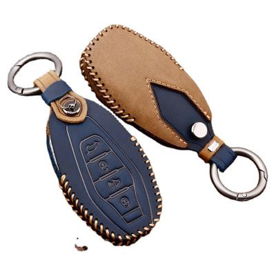 China Environmentally friendly hot sale vintage car key case horse leather full holdern protective crazy head chain cover for chery jetour for sale