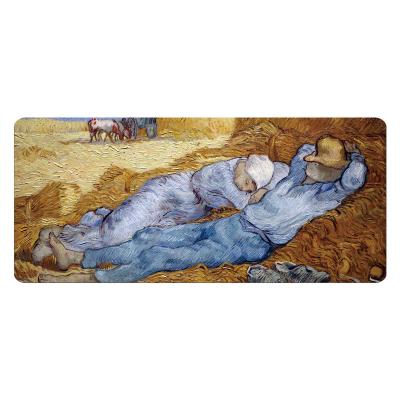 China Anti-slip Take a nap the wheat field  Van Gogh Art and History Famous Painting Mouse Pad Thickened Precision Locking Customization for sale