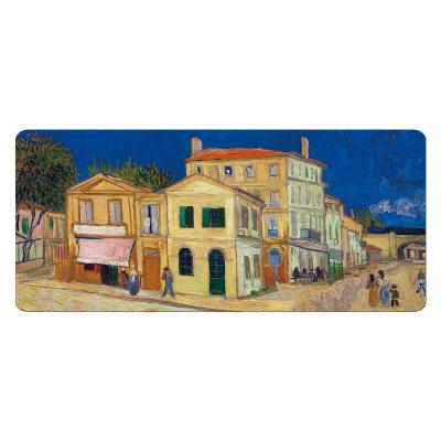 China Anti-slip The yellow house van gogh Environmentally Friendly Natural Rubber Waterproof Personalized Custom Heat Transfer Mouse Pad Game for sale