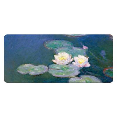 China Anti-slip Monet water lily natural rubber waterproof art masterpiece art mouse pad electronic sports office customized gift oil painting for sale