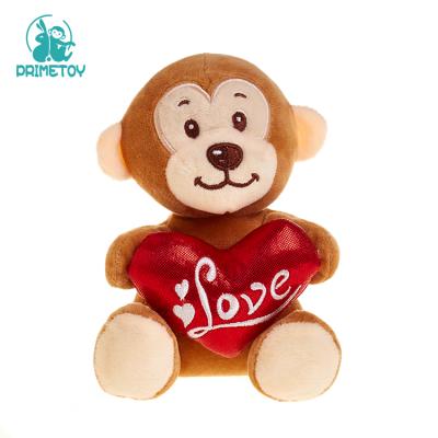 China Custom Stuffed Cute Animal Toy With Heart For Valentine's Day Gift 2020 Plush Sitting Monkey for sale