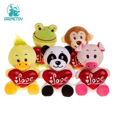 China Giant Gift Monkey Bear Duck Pig Frog Panda Stuffed Plush Toy Holding Red Love Heart Valentine's Day Gifts for sale