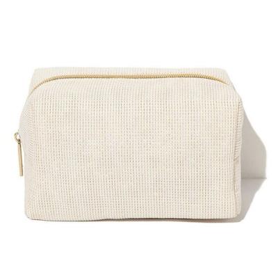 China Wholesale White Jute Women's Plain Cosmetic Bag Travel Makeup Toiletry Bag Gold Toiletry Bag Clear Logo Cotton Eco-Friendly Cosmetic Custom Canvas for sale