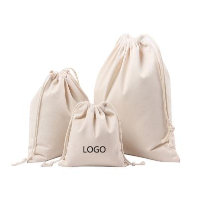 China Promotion Recyclable High Quality Custom Printing Cotton Muslin Bags Small Drawstring for sale