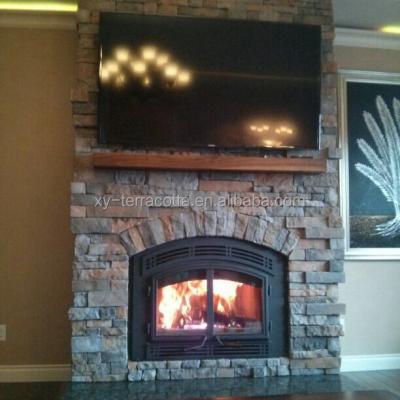 China Foshan Traditional Gray Artificial Stone Faux Electric Fireplace for sale