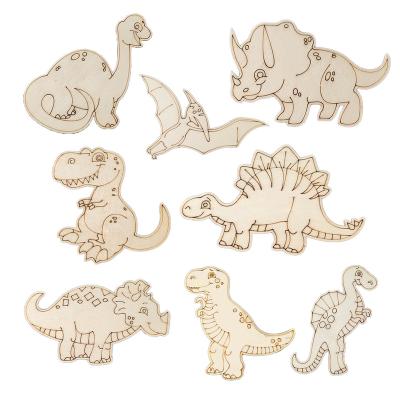 China USA Laser Cut and Die Cut Dinosaur DIY Scrap Wood Decoration Crafts Children's Graffiti Puzzle Assembly Creative Kit for sale