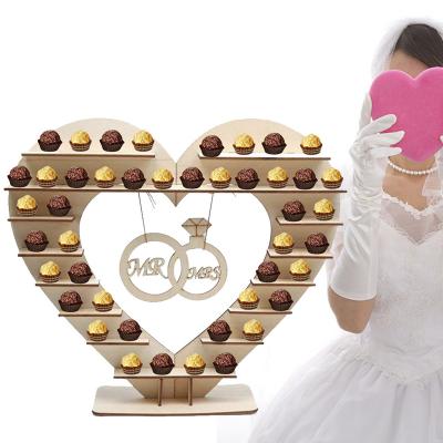 China Europe Wooden Heart Shaped Chocolate Candy Display Stand Large Wedding Decorations Mini Cupcake Holder Wooden Crafts for sale