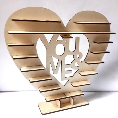 China Europe Unfinished Plywood Frame Mr. and Mrs. Wooden Stands Chocolate Dessert Display Heart Shaped Decoration for sale