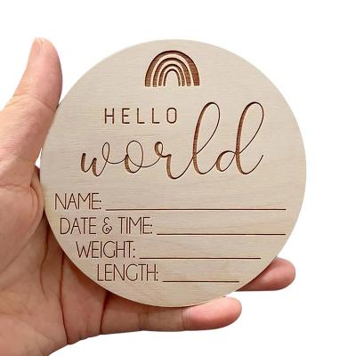 China 2022 China Laser Engraved Baby Month Wooden Milestones Cards Custom Wooden Crafts for sale