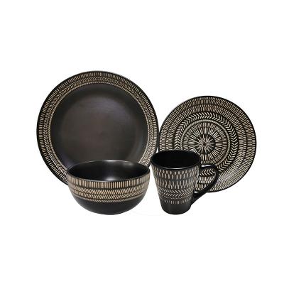 China Sustainable Dinnerware Ceramic Luxury 16pcs Dinner Dishes Sets for sale