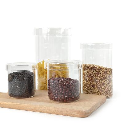 China Amazon Hot Sale New Design Freshness Retention Raylon Set High Borosilicate 4 Glass Storage Container Jar With Glass Lid for sale