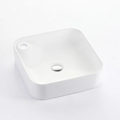 China Modern Square Ceramic White Color Hand Wash Basin Art Bathroom Basin Single Sink for sale