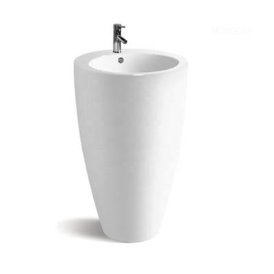 China MINGLIU OEM Easy Clean Wash Basin With Full Pedestal Ceramic Bathroom Sink Sanitary Basin for sale