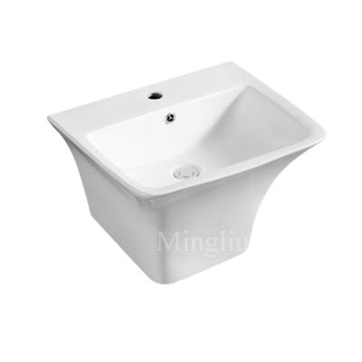 China Designgood easy clean modern bathroom high quality ceramic washbasin wall hung basin for sale