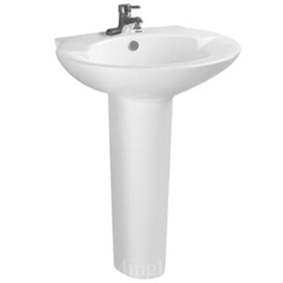 China Easy Clean Bathroom Pedestal Pedestal Ceramic Single Sinks Good Quality High Demand Wash Basin Market for sale