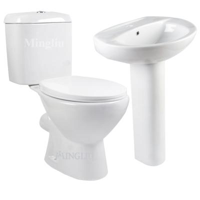 China Popular Double-Flow new bathroom designs WC toilet and washbasin set ceramic basinfor hygiene project for sale