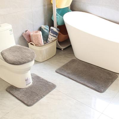 China High Quality Printed Viable Mat Absorbent Bathroom Bath Mat Customization Flannel Light Color Toilet Non-Slip Foot Sets for sale