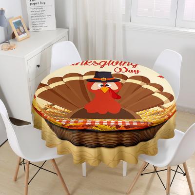 China Custom Printed Floral Plant Outdoor Patio Waterproof Polyester Round Tablecloth Garden Round Party Tablecloths For Wedding for sale