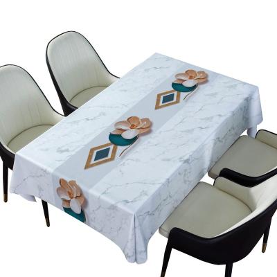 China Custom Waterproof Party Christmas Digital Print Home Decoration Waterproof Polyester Dining Square Tablecloth for sale