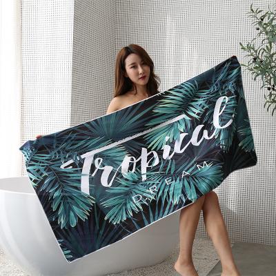 China Child safe safety does not stimulate water absorption super speed non-contact sand polyester fiber dry beach towel can be customized logo for sale