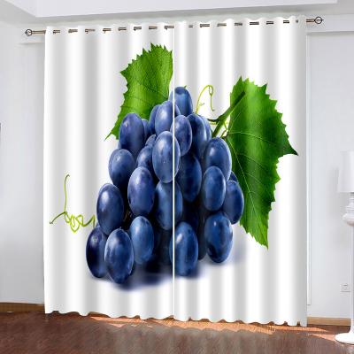 China Hot Sale Blackout Windows Printing Curtain Customized Fashionable Digital Fruits Printing Polyester Blackout Curtains For Kitchen for sale