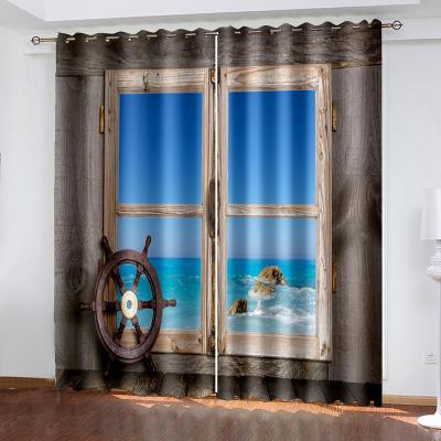 China Custom Blackout High Quality Polyester 3d Printing Photo Curtains American Style Living Room Window Printed Blackout Curtains for sale