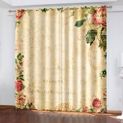 China Blackout Digital Printed Flower Butterfly 3d Landscape Polyester Custom Blackout European Curtains Beautiful For Living Room for sale