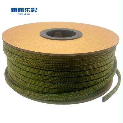 China Cotton Nylon Sleeve Green Mesh Braided Sleeving For Wiring Harness for sale