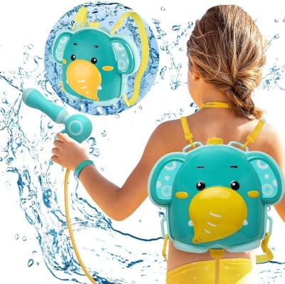 China Outdoor BACKPACK WATER GUN BACKPACK Summer Vacation Cartoon Animals Elephant Water Gun Toy Sandy Beach Children Play Guns water fire with backpack for sale