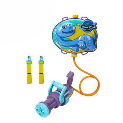 China RIDE Cartoon Dino Kids Gatling Backpack Water Gun Toy Manufacturer Plastic Water Gun Summer Beach Shooter Shape Lovely Water Guns for sale