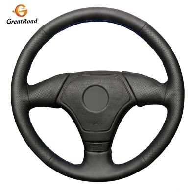 China Sports Hand-stitched Black Genuine Leather Car Steering Wheel Cover For BMW E36 E46 E39 for sale