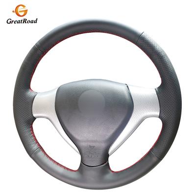 China Business / Car Luxury Black Genuine Leather Steering Wheel Cover For Fit Honda City Jazz 2007 2008 for sale