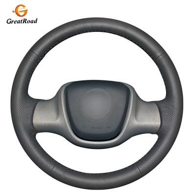 China beach & Holiday Hand-stitched Leatherette Black Car Steering Wheel Cover For Smart For Two for sale