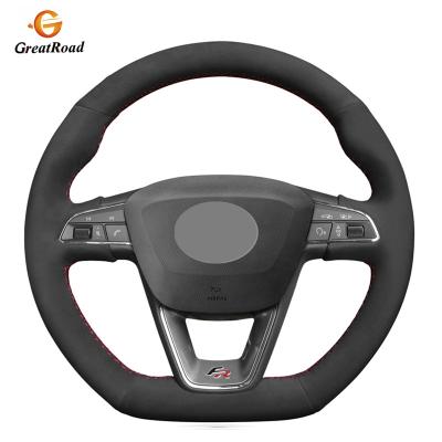 China beach & Holiday Black Suede DIY Car Steering Wheel Cover For Seat Leon Cupra R St Ateca Franc for sale