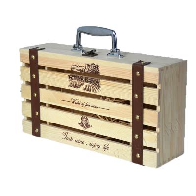 China Double Bottle Wine Crate Biodegradable Wooden Wooden Box Luxury Design Eco - Friendly Materials for sale