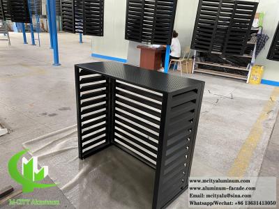 China Exterior Folded Air Conditioner Cover Metal Louver Screen for heat pump Powder Coated Black Color for sale