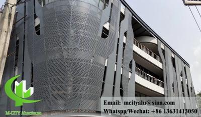 China 3mm perforatd Metal Cladding metal facades metal screen for wall cladding powder coated black for sale