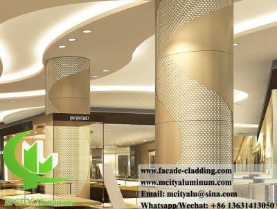 China Metal Cladding For Column Perforated Aluminium Sheet PVDF Golden Color For Interior Decoration for sale