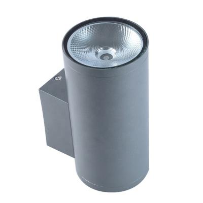 China Outdoor Modern Decorative Energy Saving Gray Through Wall Light IP65 3000K 4000K 6000K 18W COB Cylinder Mono-direction Wall Light for sale