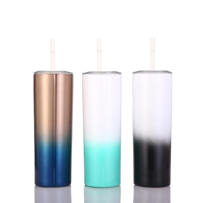 China Viable Empty Stock Stainless Steel Tumblers Mugs with 20 oz skinnies straights straw sublimation tumbler for sale