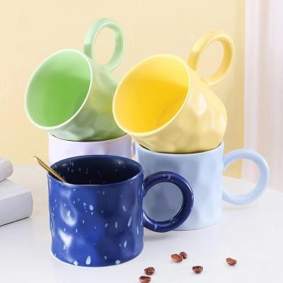 China Viable Creative Uneven Ceramic Cup Mugs With Large Handle Gift Mugs Set Glazed Ceramic Coffee Tea Mugs for sale