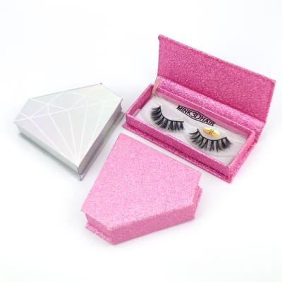 China Logo Mink Lashes Packing Box Pink custom made handmade sparkle magnetic empty false eyelashes gift box for false eyelashes for sale