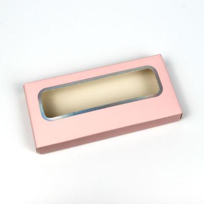 China Custom Cheap Fancy Recyclable Mink Eyelash Paper Packaging Box Logo Fake Pink Stripe New Style Rectangle Plain With Plastic Insert for sale